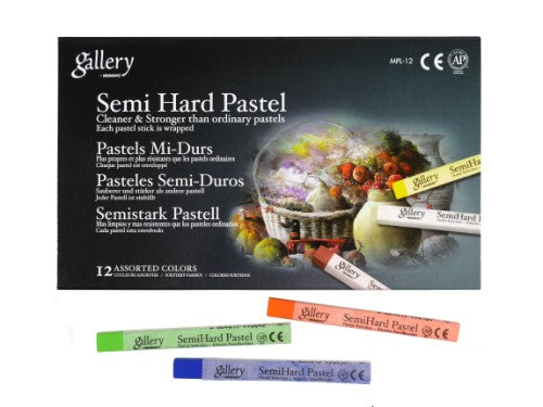 Artist Pastel Set with 12 vibrant semi-hard pastels, perfect for blending, detailing, and shading in your artwork.