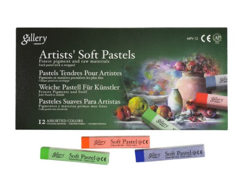 Vibrant Artist Pastel Set with 12 high-quality soft pastels for easy blending, layering, and fade-resistant color.