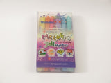 Set of 6 Metallic Jell Markers featuring fine tips and vibrant ink for art, notes, and crafts on any surface.