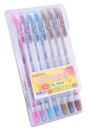 Vibrant My Met Col Pens Set of 7 in assorted colors, perfect for art, journaling, and safe for all ages.