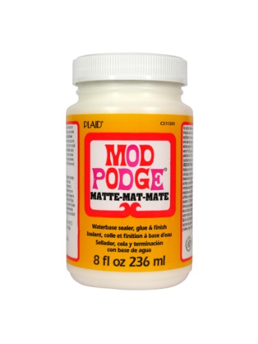 Mod Podge Matte 8oz bottle ideal for decoupage, offering strong adhesion and a subtle matte finish for various surfaces.