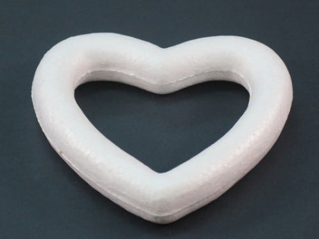 White Styrofoam heart measuring 179x169mm, perfect for crafts, DIY, and decorating projects with a smooth surface for easy customization.