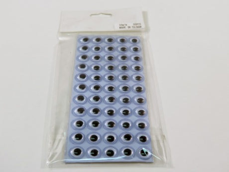 Self-adhesive 10mm moving eyes, 55 pieces, ideal for adding playful charm to crafts, puppets, and decorations.