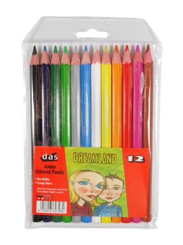 Das 9508/12 Jumbo Col Pencil in vibrant colors features a thick lead for smooth application and ergonomic design for comfort.