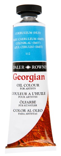 Premium 38ml Rown Georg Coeruleum Blue (Hue) oil paint, perfect for creating vibrant landscapes and rich textures.