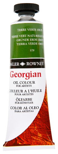 Premium Rown Georg Oils 38ml Terre Verte in deep green hue, designed for vibrant artwork with high pigment and smooth consistency.