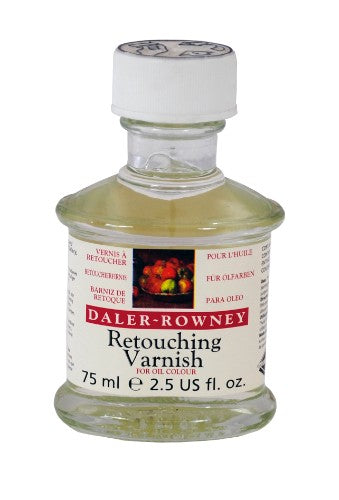 Rown 75ml Retouching Varnish revitalizes and enhances dull oil paints for vibrant, seamless artwork restoration.