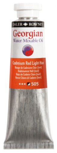 Vibrant 37ml Cad Red Light Hue oil paint, water mixable, high pigment load, ideal for impasto and wash techniques.