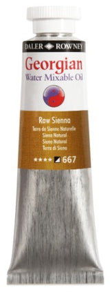 Rown Gwamo 37ml Raw Sienna oil paint tube, showcasing vibrant color for versatile, solvent-free artistic expression.