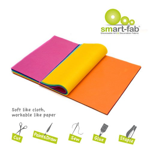 Colorful Smart-Fab Cut Sheets 12x18, versatile non-woven fabric for creative projects, easy to cut, and recyclable. Pack of 4.