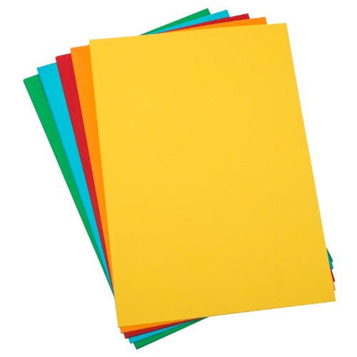 Vibrant A2 75gsm paper pack with 100 sheets in 5 bright colors, ideal for creative projects, reports, and presentations.