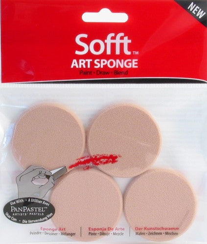 Sofft Sponge Round (4)-61042, a versatile art tool for blending and detailing with smooth application and vibrant colors.