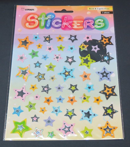 Vibrant weather-resistant star sticker, perfect for personalizing laptops, water bottles, and crafts with colorful creativity.