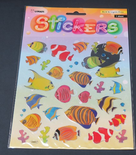 Vibrant Fish Sticker designed for ocean lovers, durable, waterproof, ideal for personalizing your belongings.