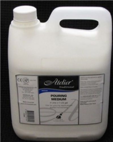 Atelier Pouring Medium 4 Lit for vibrant acrylic pouring, enhancing fluidity and lacing in art projects. Made in Australia.