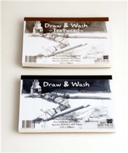 As Draw & Wash Pad 340x475, 20 sheets of 210gsm, 20% cotton paper for versatile drawing and light washes.