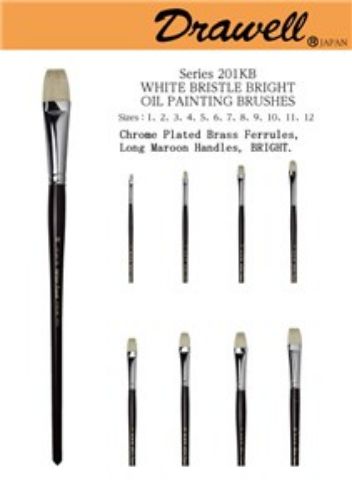 Drawell S201KB Bristle Bright #2 brush featuring high-quality bristles for precision in watercolor, acrylic, and oil painting.