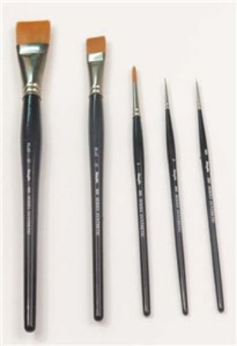 Haydn 800F Brush No.5 with red synthetic bristles, ideal for detailed strokes in acrylic, watercolor, and oil painting.