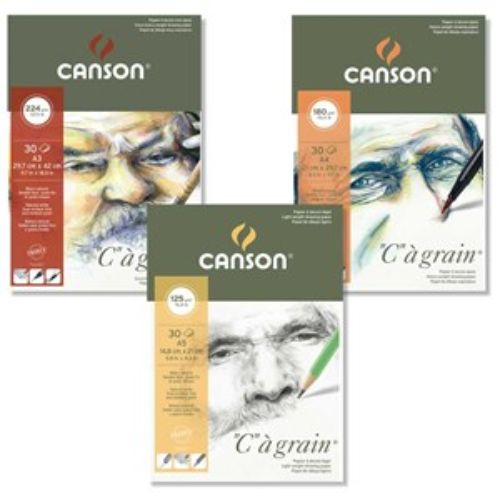 C A Grain Pad A3 224g with fine grain texture, ideal for drawing, sketching, and mixed media applications.