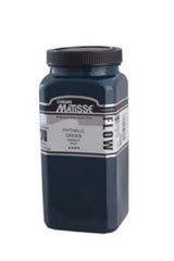 Matisse Flow 500ml Phthalo Green S2, a fluid acrylic paint for vibrant colors and smooth brushstrokes, ideal for various techniques.