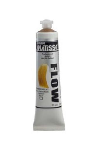 Matisse Flow 75ml Yellow Oxide S1, vibrant acrylic paint for smooth brushwork and airbrush techniques, ideal for diverse artistic styles.