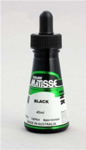 Matisse Ink 50ml Black bottle featuring vibrant, pigmented black ink for calligraphy, technical drawing, and art applications.