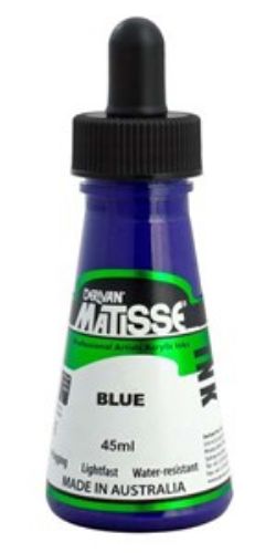 Vibrant 50ml blue acrylic ink from Matisse, perfect for diverse artistic techniques and providing exceptional lightfastness.