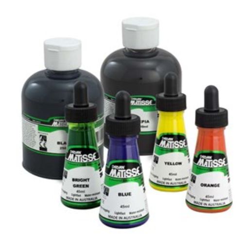 Matisse Ink 50ml Silver: high-quality acrylic ink with vibrant silver finish, ideal for various artistic techniques and applications.