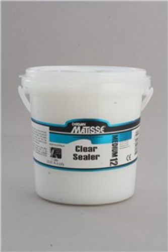 Matisse MM12 1L Clear Sealer for folk art, enhances wood, glass, ceramics, and metal; water-resistant, quick-drying finish.