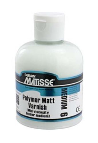 Matisse Mm6 250ml Poly Matt Varnish for artists, offering a superior low-sheen finish and protection for acrylic artwork.