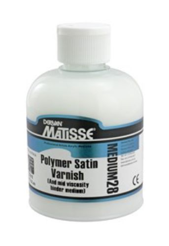 Matisse Mm28 250ml Polymer Satin Varnish, for a protective satin finish on acrylic art, ensuring durability without haze.