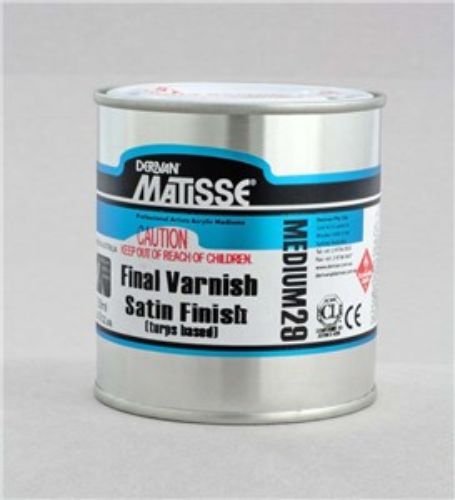 Matisse MM29 Satin Varnish 250ml enhances artwork with a clear, non-yellowing, removable coating and a semi-gloss sheen.