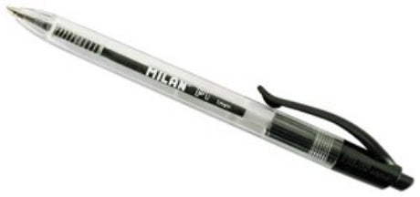 Milan P1 Black ballpoint pen with a sleek design, 1mm tip for smooth writing and comfortable grip, perfect for daily use.