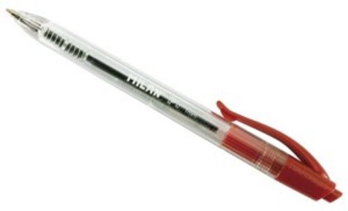 Vibrant red Milan P1 ballpen with a 1mm tip, designed for smooth writing and ergonomic comfort.