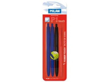 Sleek Milan P1 Touch Ballpen set of 4 in vibrant colors, ideal for writing, sketching, and touchscreen use.