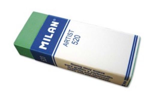 Pack of 20 Milan 520 Plastic Erasers designed for artists, ensuring clean, precise erasing without damaging paper or artwork.