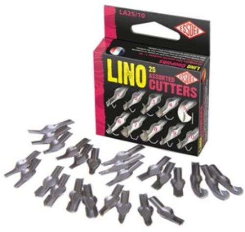 L10s Lino Cutter Set of 10 featuring high-carbon steel cutters and ergonomic handle for precision crafting and artistic versatility.