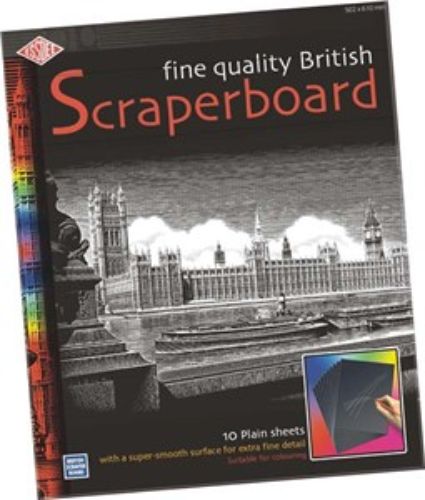 Black Scraperboard 610 x 502mm, ideal for scratch art with a smooth surface for detailed designs and vibrant color reveals.