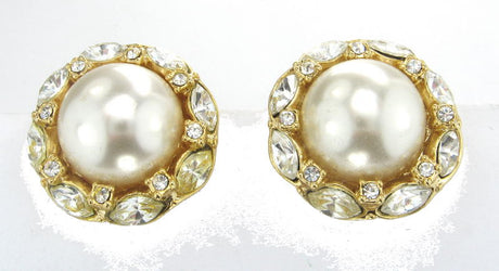 Elegant diamante and pearl earrings with a sparkling finish, perfect for both casual and formal occasions.