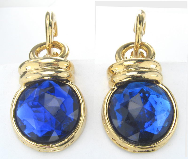 Earrings Gold. Ac/C Blue Stone