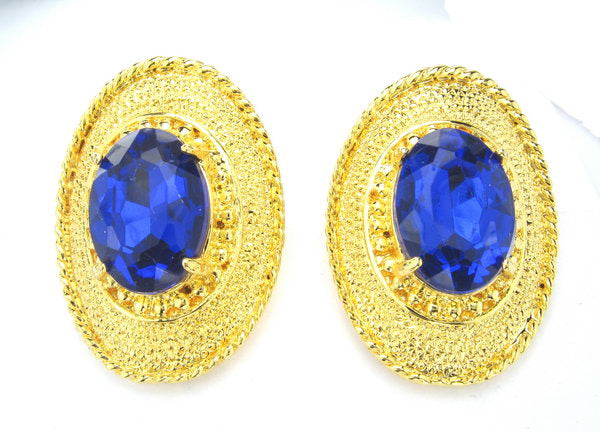 Elegant blue stone clip earrings, perfect for all occasions, featuring a secure design and high-quality materials.