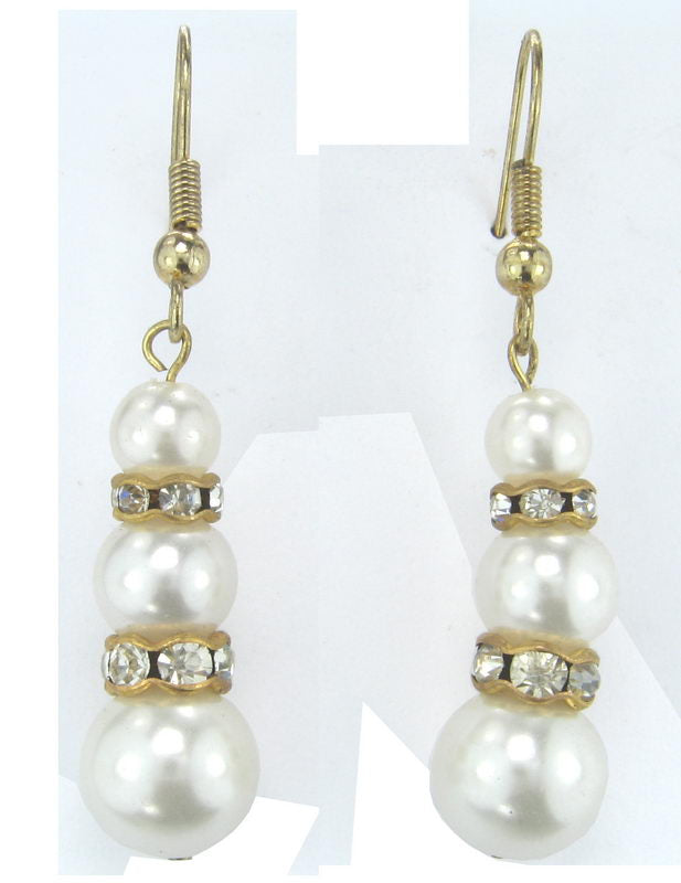 Earrings Pearl. Gold. Rhodium