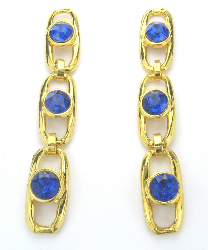 Elegant blue stone drop earrings, perfect for elevating any outfit with a vibrant pop of color.