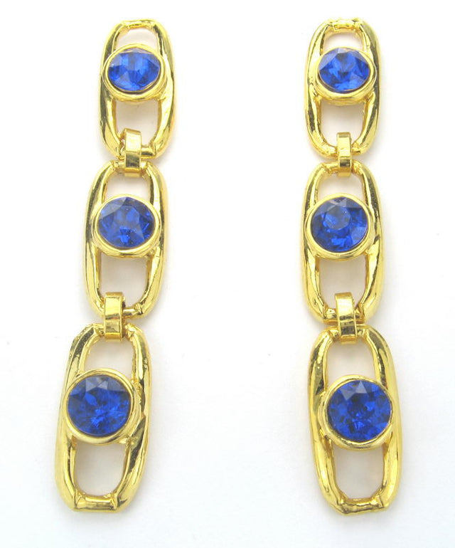 Elegant blue stone drop earrings, perfect for elevating any outfit with a vibrant pop of color.