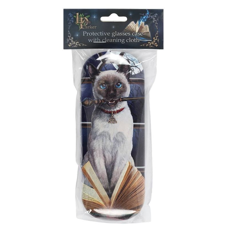 Charming Hocus Pocus glasses case by Lisa Parker, featuring magical artwork and a gold logo, includes a cleaning cloth.