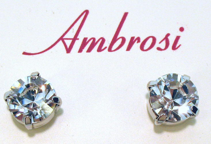 Large clear crystal stud earrings made with palladium and Swarovski crystals, perfect for any elegant occasion.