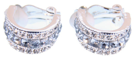 Chic Dia Clip Hoop earrings with sparkling stones, perfect for any occasion, blending style and comfort elegantly.