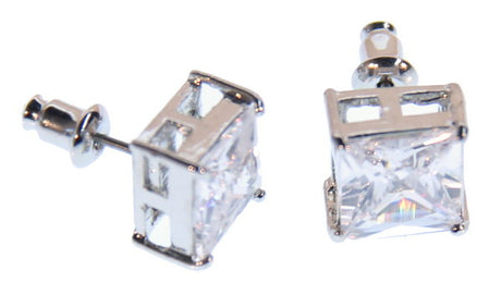 10mm square CZ stud earrings, featuring high-quality cubic zirconia for elegance, versatility, and all-day comfort.