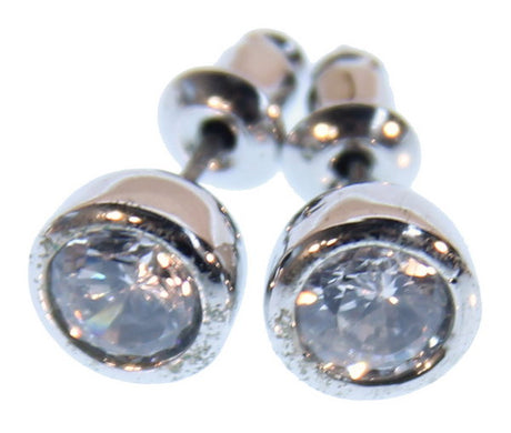 8mm round CZ stud earrings with hypoallergenic posts, perfect for adding elegance to any outfit.