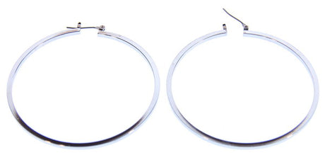 Stylish 60mm square profile hoop earrings, combining contemporary elegance with lightweight comfort for versatile wear.